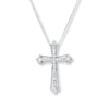 Thumbnail Image 1 of Diamond Cross Necklace 1/6 ct tw Round-cut 10K White Gold