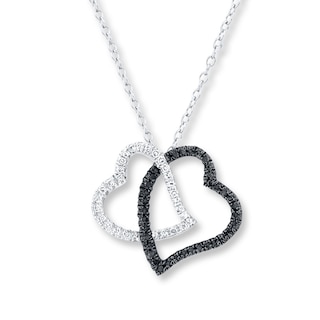 Double Heart Necklace 1/4 ct tw Diamonds 10K White Gold | Kay