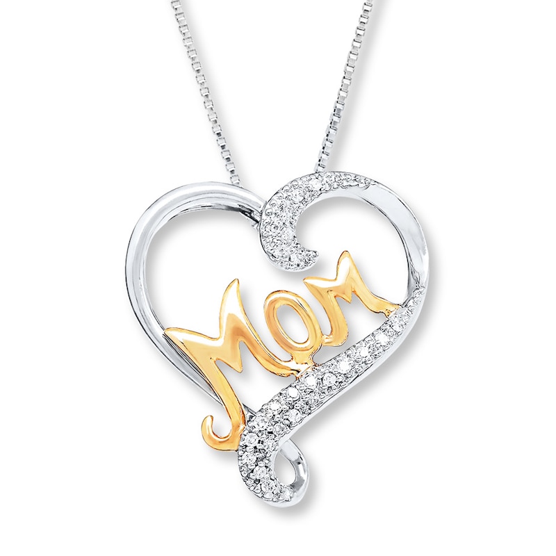 Mom Necklace 1/20 ct tw Diamonds Sterling Silver & 10K Yellow Gold | Kay