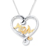 Thumbnail Image 4 of Mom Necklace 1/20 ct tw Diamonds Sterling Silver & 10K Yellow Gold