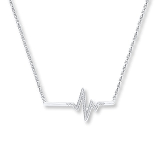 Sterling Silver Thin Pavé Heart Key Necklace