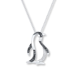 Penguin Necklace 1/20 ct tw Diamonds Sterling Silver
