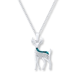 Deer Necklace 1/15 ct tw Diamonds Sterling Silver