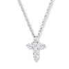 Thumbnail Image 0 of Diamond Cross Necklace 1/10 ct tw Round-cut 10K White Gold