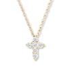 Thumbnail Image 1 of Diamond Cross Necklace 1/10 ct tw Round-cut 10K Yellow Gold