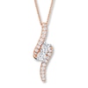 Thumbnail Image 1 of Ever Us Two-Stone Necklace 1 ct tw Diamonds 14K Rose Gold