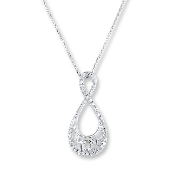 Mom Necklace 1/6 ct tw Diamonds 10K White Gold