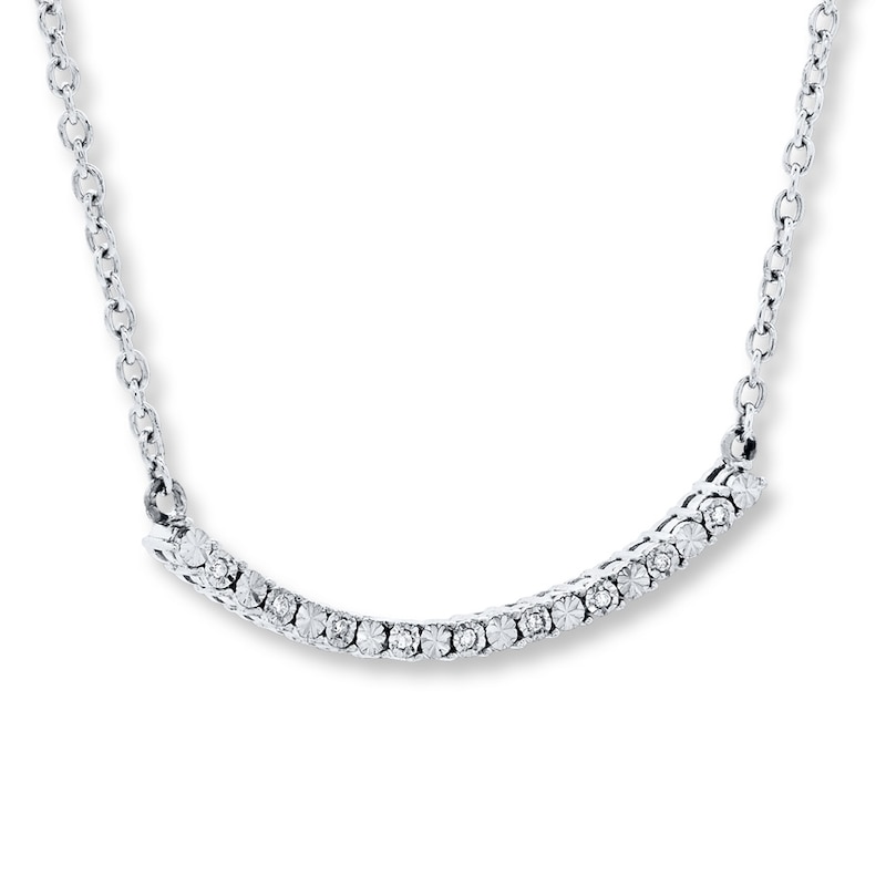 Main Image 3 of Diamond Bar Necklace Sterling Silver