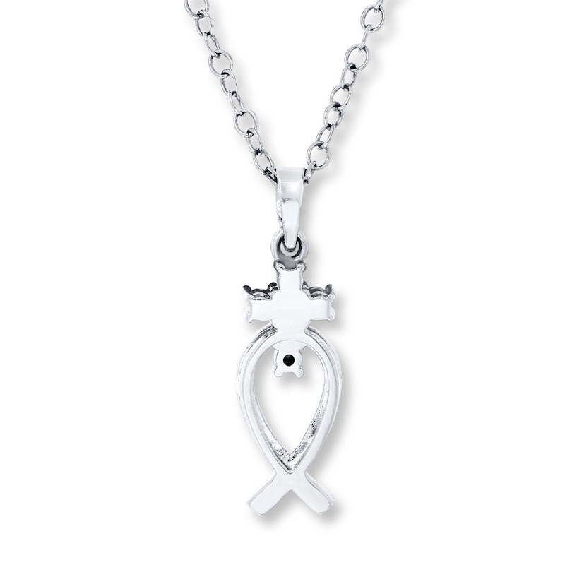 Main Image 4 of Cross Necklace Diamond Accent Sterling Silver