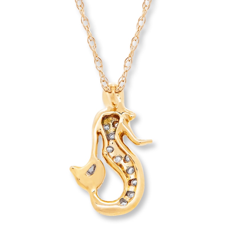 Main Image 4 of Mermaid Necklace 1/10 ct tw Diamonds 14K Yellow Gold