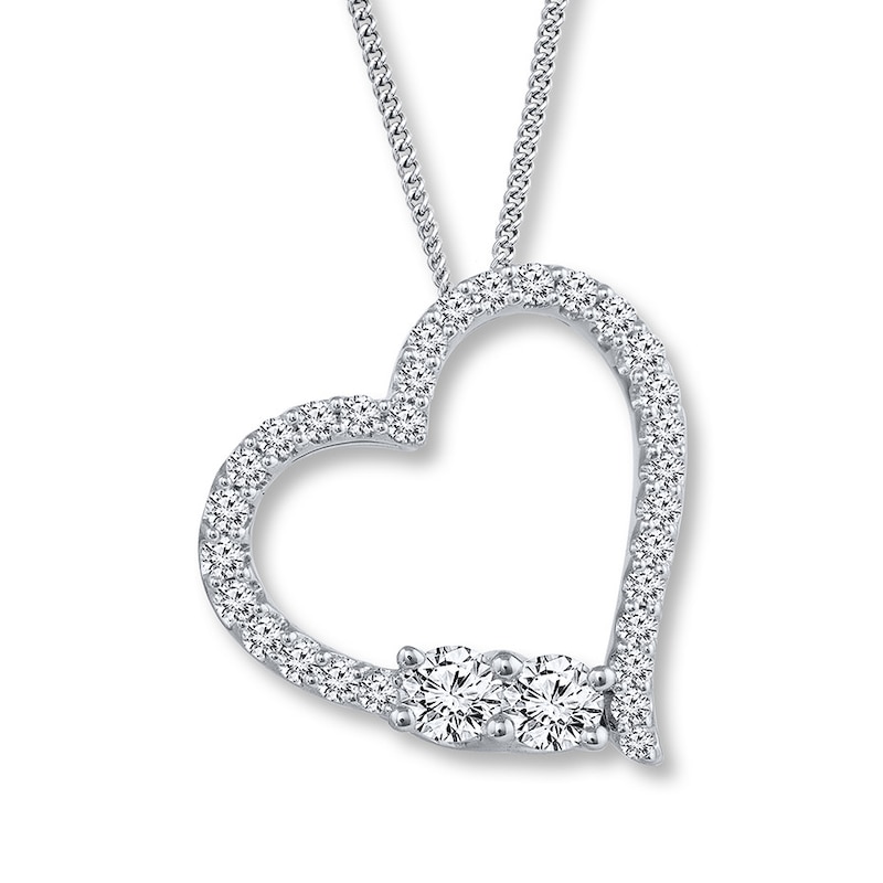 Main Image 1 of Ever Us Heart Necklace 1/2 ct tw Diamonds 14K White Gold