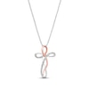 Thumbnail Image 1 of Diamond Cross Necklace 1/10 ct tw Sterling Silver & 10K Rose Gold 18&quot;