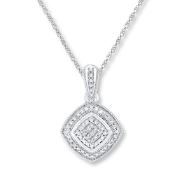 Cushion-Shaped Necklace Diamond Accents Sterling Silver 18&quot;