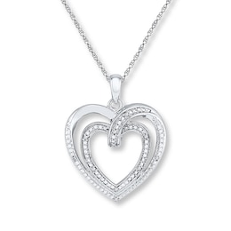 Heart Necklace Diamond Accents Sterling Silver 18&quot;