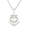 Thumbnail Image 1 of Anchor Heart Diamond Necklace 1/20 ctw Sterling Silver & 10K Yellow Gold 18&quot;