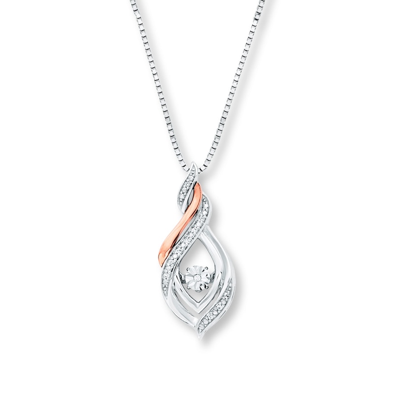 Main Image 1 of Unstoppable Love Necklace Sterling Silver & 10K Rose Gold 18&quot;