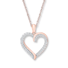 Diamond Heart Necklace 1/4 ct tw Round-cut 10K Rose Gold