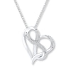 Thumbnail Image 1 of Heart & Infinity Necklace 1/20 ct tw Diamonds Sterling Silver