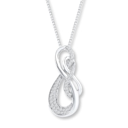 Infinity Symbol Necklace 1/4 ct tw Diamonds Sterling Silver