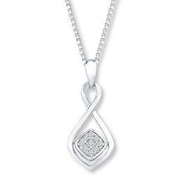 Infinity Necklace 1/15 ct tw Diamonds Sterling Silver 18&quot;