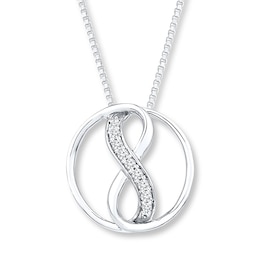 Infinity Circle Necklace 1/10 ct tw Diamonds Sterling Silver 18&quot;
