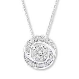 Diamond Necklace 1/6 ct tw Round-cut Sterling Silver 18&quot;