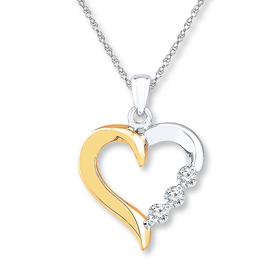 Heart Necklace 1/6 ct tw Diamonds 10K Two-Tone Gold | Kay