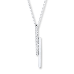 Bar Necklace 1/20 ct tw Diamonds Sterling Silver 18&quot;