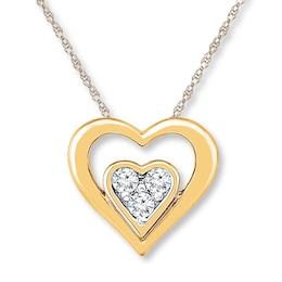 Diamond Heart Necklace 1/6 ct tw Round-cut 10K Yellow Gold 18&quot;