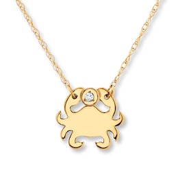 Petite Crab Necklace Diamond Accent 14K Yellow Gold