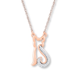 Cat Necklace 1/20 ct tw Diamonds 10K Rose Gold 18&quot;