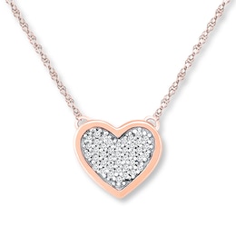 Heart Necklace 1/20 ct tw Diamonds 10K Rose Gold 18&quot;