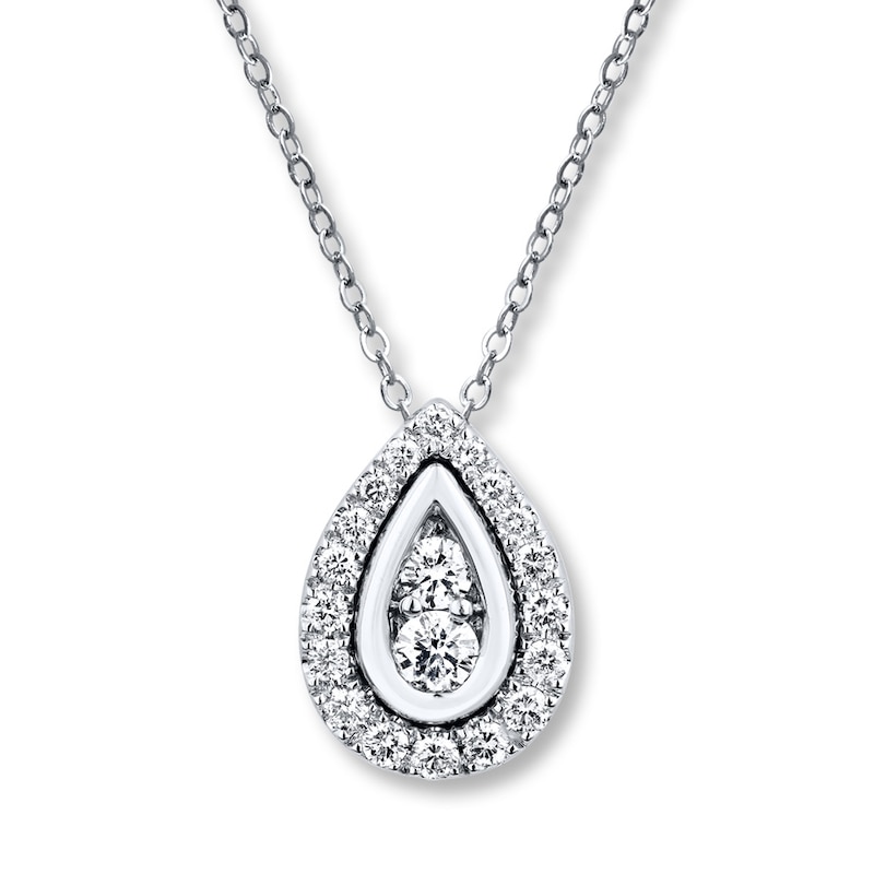 Main Image 1 of Diamond Teardrop Necklace 1/2 ct tw Round-cut 10K White Gold 19&quot;