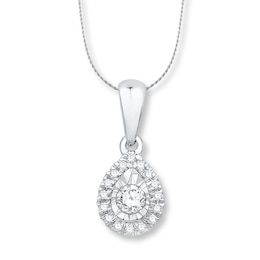 Diamond Necklace 1/8 ct tw Round-cut 10K White Gold 18&quot;