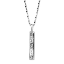 &quot;Strength&quot; Diamond Bar Necklace 1/10 ct tw Sterling Silver