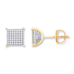 Men's Diamond Earrings 1/2 ct tw Round-Cut 10K Yellow Gold