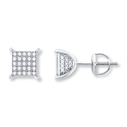 Men's Diamond Earrings 1/4 ct tw Round-cut 10K White Gold