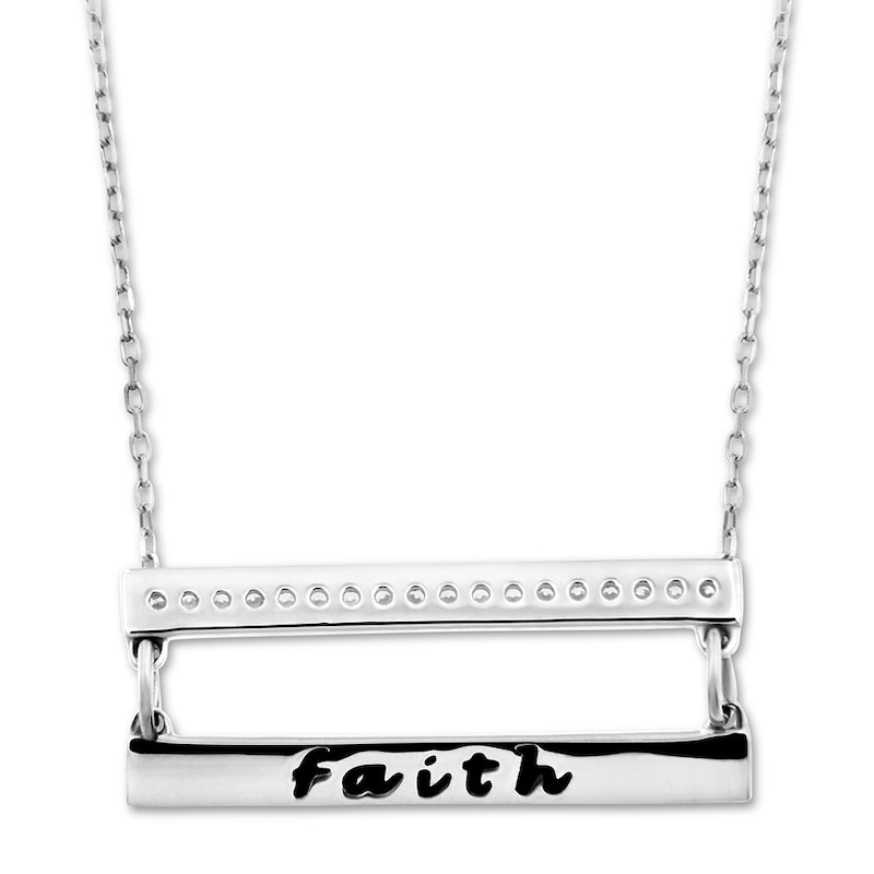 Main Image 2 of &quot;Faith&quot; Diamond Bar Necklace 1/8 ct tw Sterling Silver