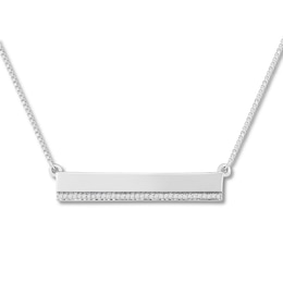 Diamond Bar &quot;Love&quot; Necklace 1/20 Carat tw Sterling Silver