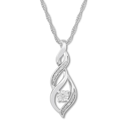 Diamond Necklace Sterling Silver 18&quot;