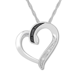 Diamond Heart Necklace Sterling Silver 18&quot;