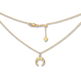 Diamond Crescent Choker Necklace 14K Yellow Gold 16&quot;