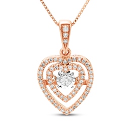 Unstoppable Love Heart Necklace 1/4 ct tw 10K Rose Gold 18&quot;