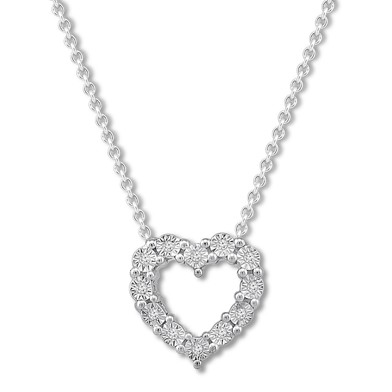 Main Image 1 of Diamond Heart Necklace Sterling Silver