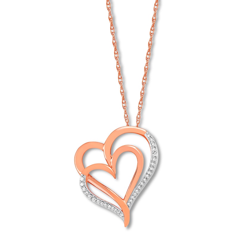 Main Image 1 of Diamond Heart Necklace 1/15 ct tw Round-cut 10K Rose Gold