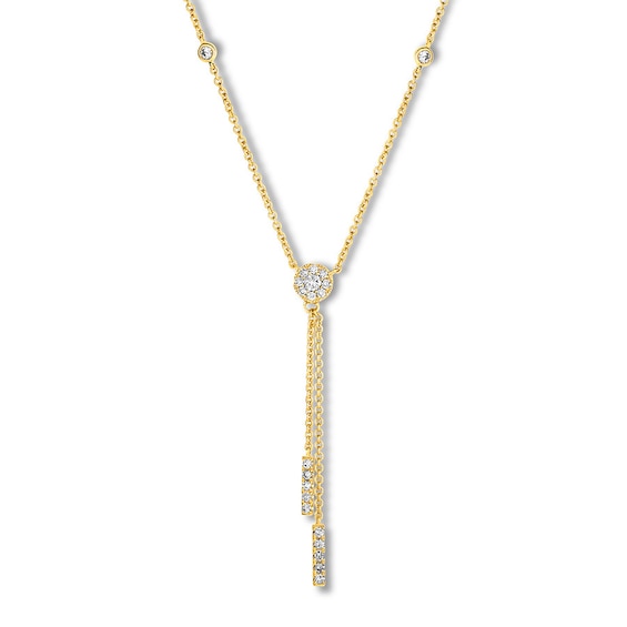 Diamond Necklace 1/3 Carat tw 10K Yellow Gold 18"