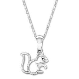 Squirrel Necklace 1/20 ct tw Diamonds Sterling Silver 18&quot;