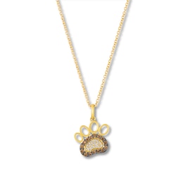 Le Vian Chocolate Diamond Paw Print Necklace 1/5 ct tw 14K Honey Gold 18&quot;