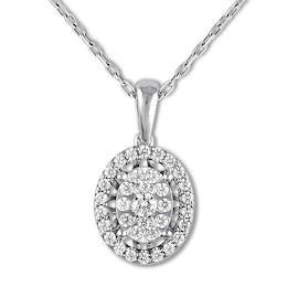 Diamond Necklace 1/2 ct tw Round-cut 10K White Gold 18&quot;
