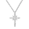 Thumbnail Image 1 of Diamond Cross Necklace 1/8 ct tw Round-cut 10K White Gold 18&quot;